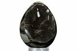 Septarian Dragon Egg Geode - Sparkly Black Crystals #336445-1